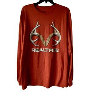 Realtree Men's Red Orange Antler Graphic Print Long Sleeve Shirt Size XL (46-48)